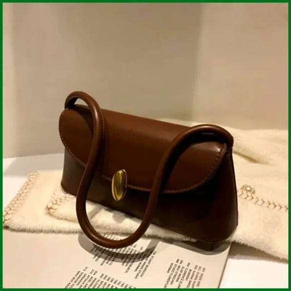 Retro Hobo Shoulder Bag Small Tote Vegan Leather Slouchy Chic Minimal - Picture 6 of 7